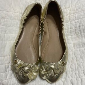 Tory Burch Gold Flats